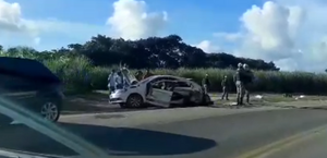 Vídeo: dois homens ficam feridos em acidente de trânsito na Cachoeira do Meirin