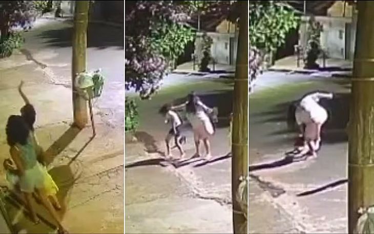 A Polícia Civil de Goiás investiga uma tia filmada agredindo uma sobrinha em via pública no bairro São Lourenço, na cidade de Anápolis