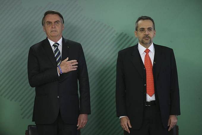Presidente Bolsonaro e o ministro da Educação, Abraham Weintraub