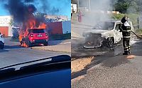 Carro é consumido por chamas e fica destruído na Avenida Gustavo Paiva; veja vídeos
