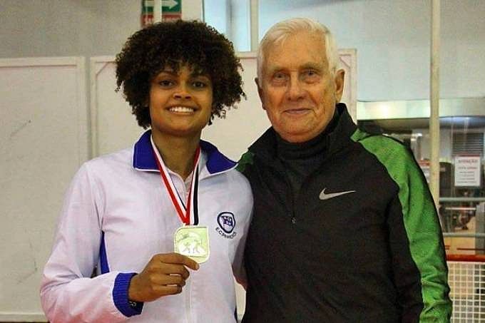 Técnico Gennady Miakotnykh com a atleta Ana Beatriz Bulcão biabulcao