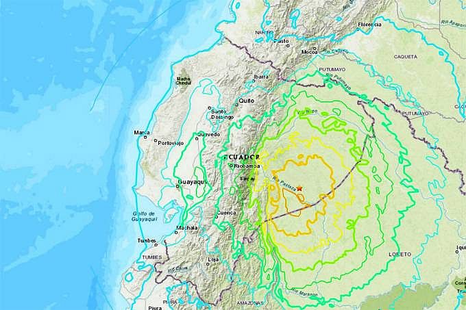 Epicentro do terremoto foi a 122,85 quilômetros da cidade de Macas, na província amazônica de Morona-Santiago 