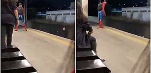 "Homem-Aranha" é atacado em metrô e joga passageiro nos trilhos; veja vídeo 