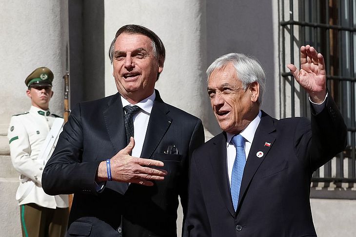 Presidentes do Brasil, Jair Bolsonaro, e do Chile, Sebastián Piñera