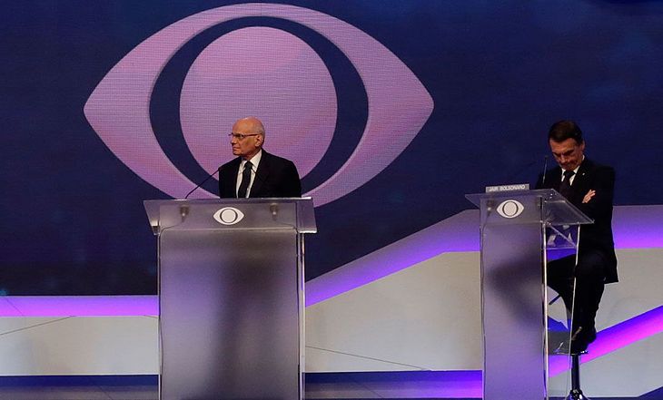 Boechat e Bolsonaro no debate presidencial da Band