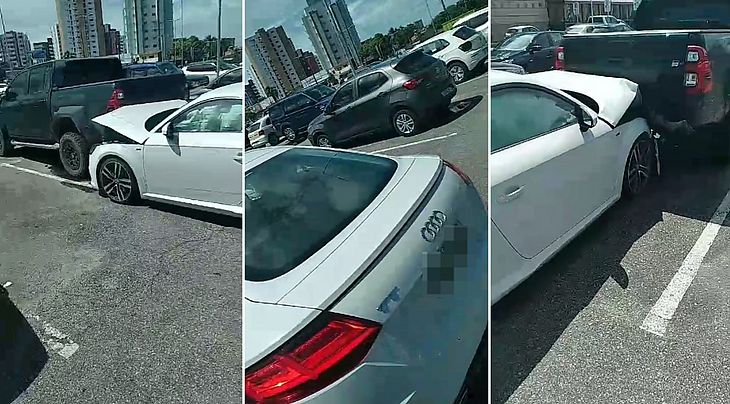 Acidente com o Audi aconteceu na manhã desta segunda-feira, no estacionamento de um shopping