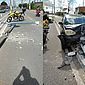 Vídeo: carro derruba poste em acidente na Avenida Cachoeira do Meirim