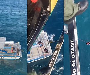 Vídeos: tripulantes de embarcação de AL são resgatados após ficarem à deriva no mar de SE