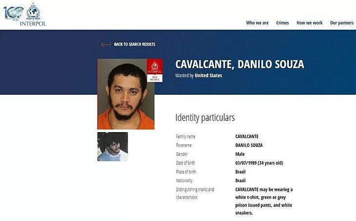 Danilo Cavalcante entrou para a lista vermelha da Interpol