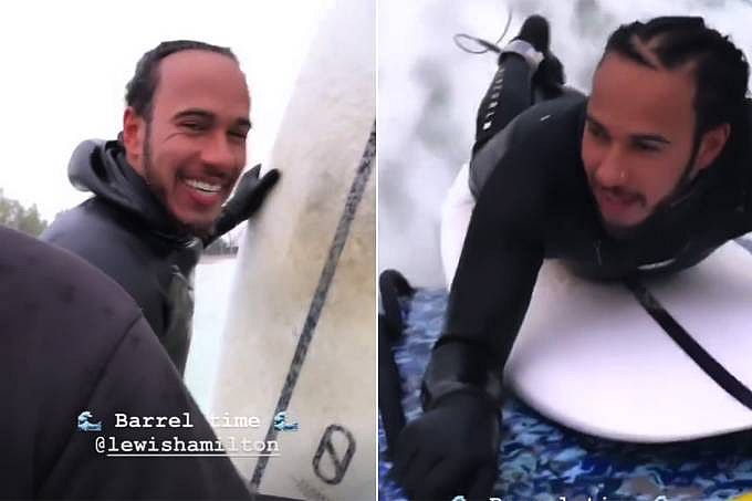 Lewis Hamilton surfista 